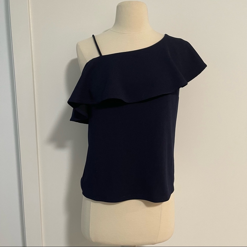 Banana republic one shoulder top in navy blue